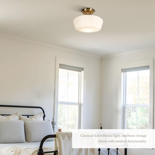 Schoolhouse Style Semi Flush Mount Ceiling Light with Dimmable Bulb Remote Control
