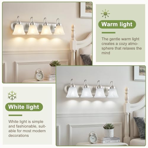4 Light Brushed Nickel Vanity Light for Bathroom