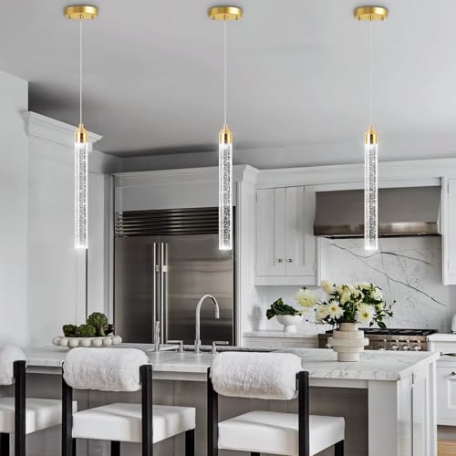 1 Light Modern Crystal Chandeliers LED Dimmable Pendant Lighting for Kitchen Island Dining Room Hallway
