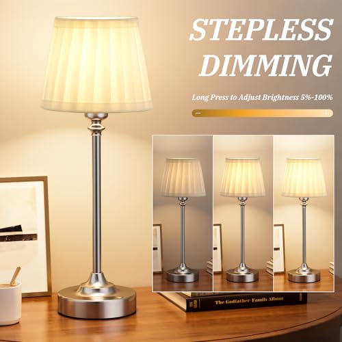 Cordless Table Lamp Rechargeable Silver