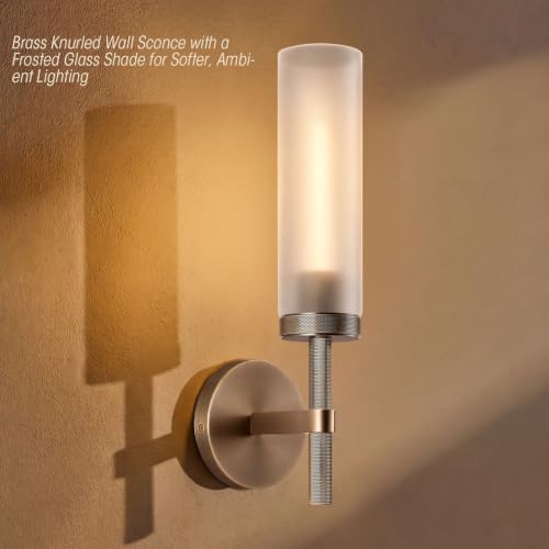 15" Knurled Aged Brass Bathroom Wall Sconces