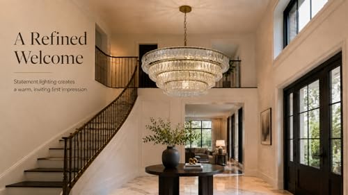 4 Tier 40 Inch Clear Crystal Glass Chandeliers