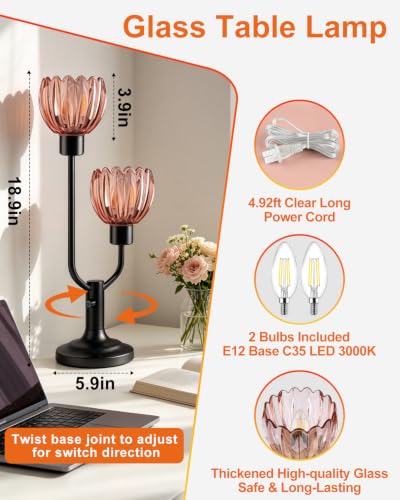 Flower Mid Century Modern Table Lamp for Living Room Dimmable Gift