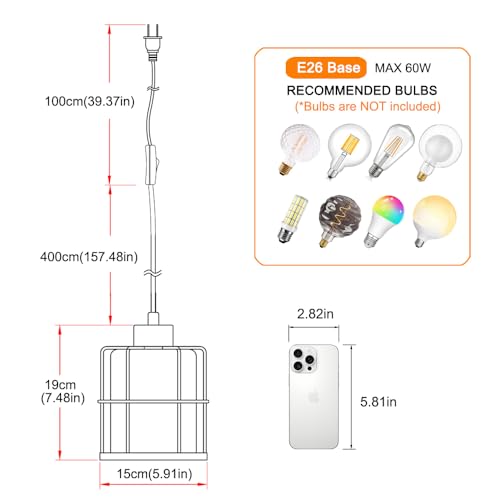 Brushed Nickel Plug in Pendant Light