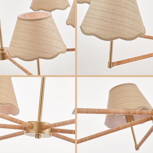 39” Boho Rattan Chandelier 6
