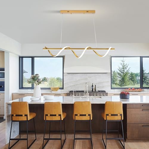 Modern Spiral LED Pendant Lighting 31.49 in Linear Chandelier for Dining Room 48W Dimmable 3000K