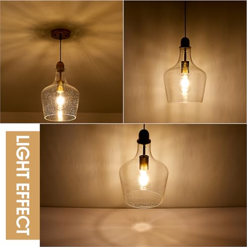 9” Seeded Glass Pendant Light Modern Brass 1 Light Single Dome Bubble Pendant Lighting Fixtures for Kitchen Island Dining Room Hallway