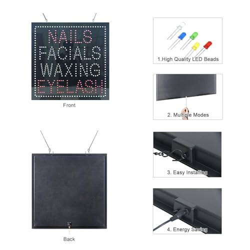 Nails Facials Waxing Eyelash LED Neon Sign