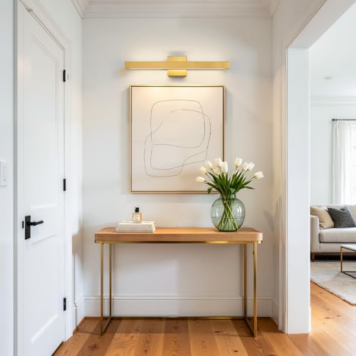 24 Inch Modern Vanity Light Gold Bathroom Light Fixture Over Mirror with Up & Down Lighting 20W Vanity Lighting Fixture Dimmable 5CCT LED Bar Vanity Light for Bathroom Restroom