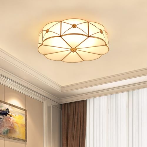 Vintage Brass Flush Mount Ceiling Light Suit for Living Room Bedroom
