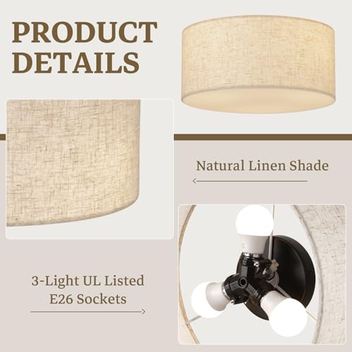 13inch Semi Flush Mount Ceiling Light Fixture (3 Count)