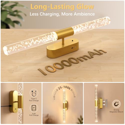 Crystal Battery Operated Wall Sconces Set of 2 for Home Space (2 Count)