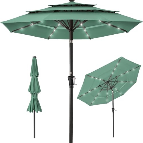 10ft 3 Tier Solar Patio Umbrella