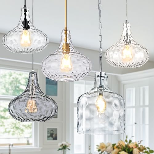 11" Clear Hammered Glass Pendant Light