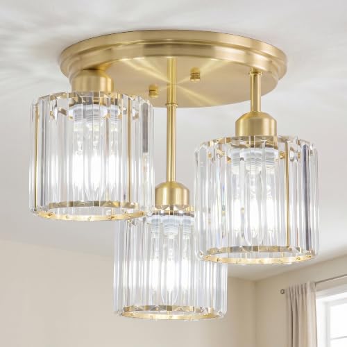 13" Crystal Semi Flush Mount Ceiling Light