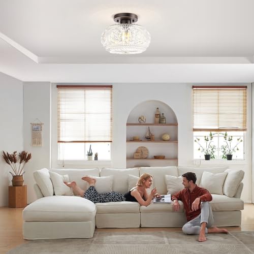 Glass Semi Flush Mount Ceiling Light Fixture