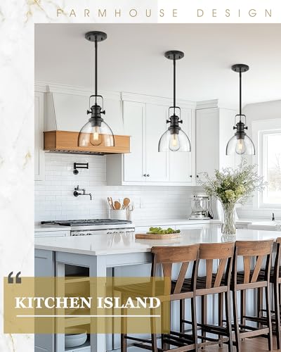7.5" 2 Pack Black Pendant Lights Kitchen Island