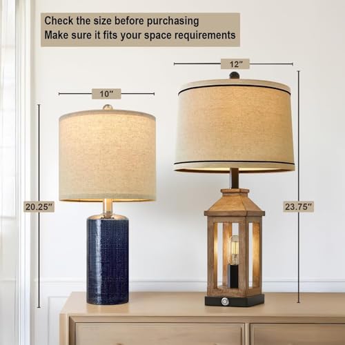 Small Table Lamps Set of 2 for Living Room 20.25" Blue Lamps Bedside Lamps (2 Count)