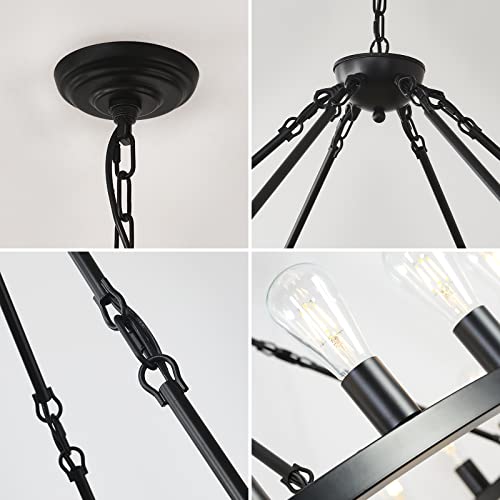 60 Inch Black Extra Large Wagon Wheel Chandelier