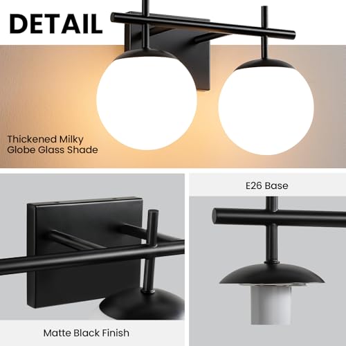 Black Bathroom Light Fixture Over Mirror (2 Count)