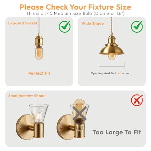 Decorative Light Bulb E26 Vintage Edison LED Dim Soft Warm Amber T45