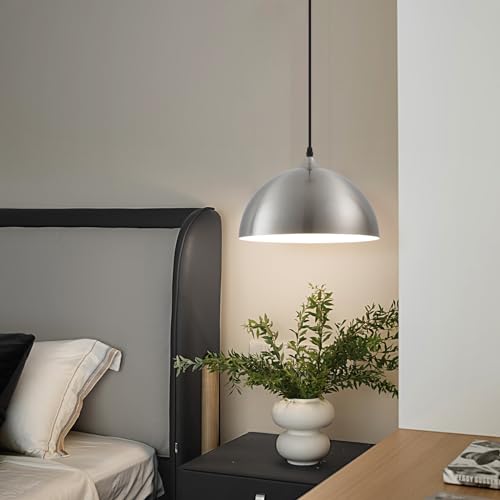 Brushed Nickel Industrial Pendant Light 11.8inches 2 Packs (2 Count)