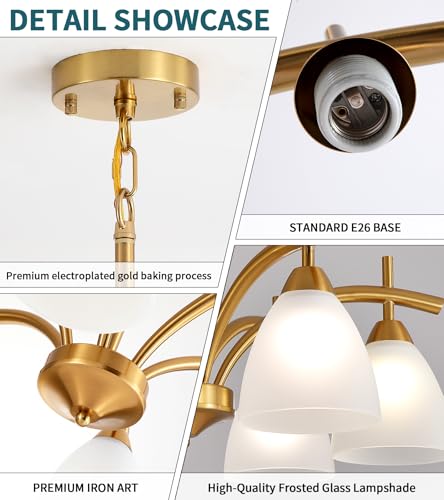 Modern Farmhouse Antique Brass Gold Chandelier