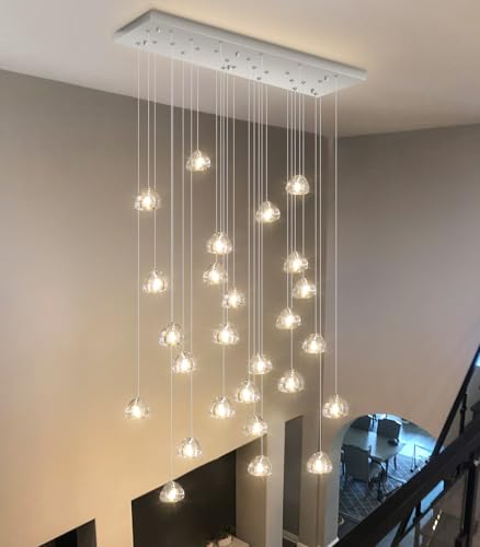 LED Rectangular Glam Chandeliers for Living Room Dining Room Light Dimmable High Ceiling Pendant Lights Fixtures Lighting 26