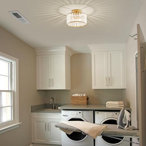 Crystal Gold Semi Flush Ceiling Light 10.63 Inch