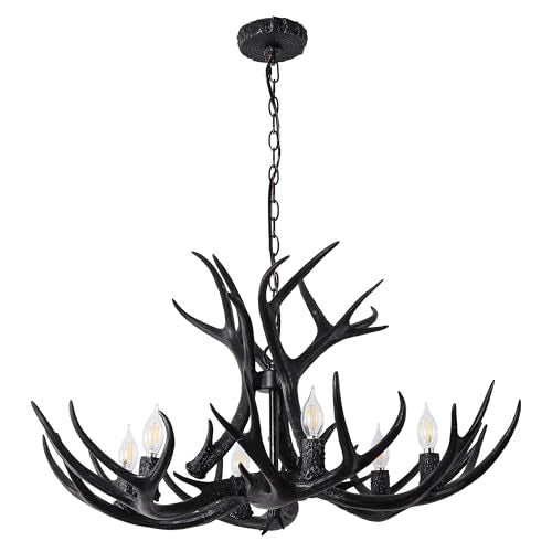 Eldora 6 Light Resin Antler Chandelier 33"