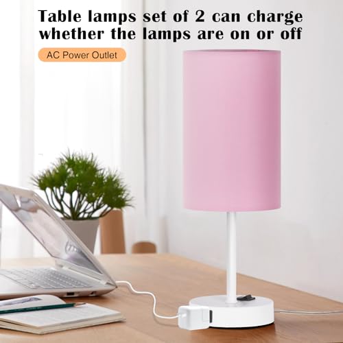 13.8'' Pink Small Table Lamp Set of 2 for Bedroom Bedside (2 Count)