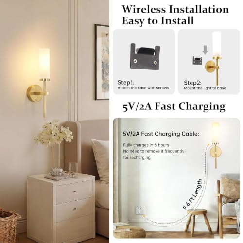 Battery Operated Wall Sconces Set of 2 (2 Count)