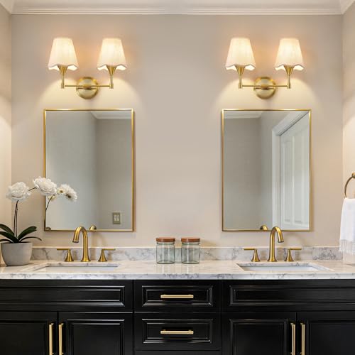 Gold Bathroom Vanity Light Fixtures (Brushed Gold / 2 LIGHT)