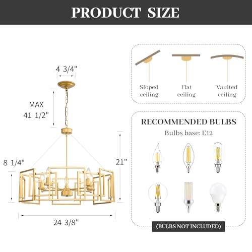 Brushed Gold Modern Geometric Chandelier
