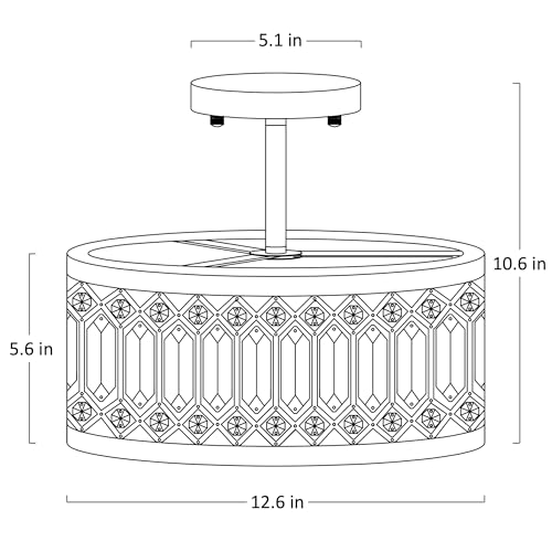 12.6" Crystal Semi Flush Mount Ceiling Light Fixture