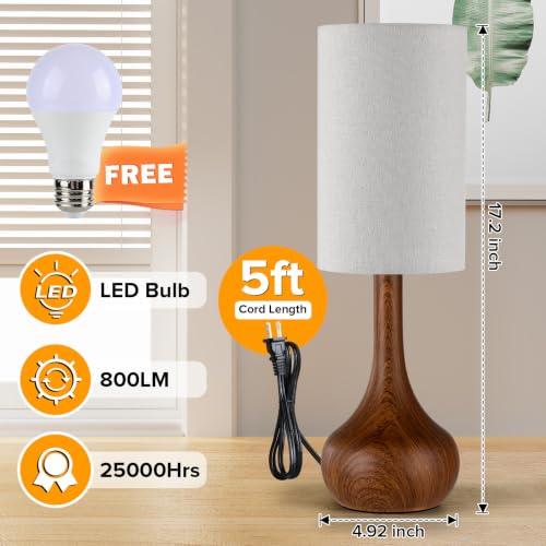 Mid Century Modern Walnut Wood Grain Table Lamp