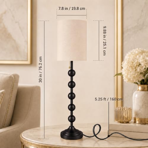 30" Tall Black Buffet Lamps Set of 2 for Living Room
