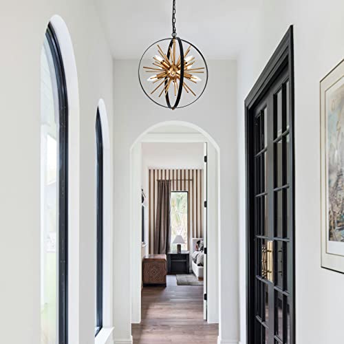17.7" Black Gold Globe Sputnik Chandelier