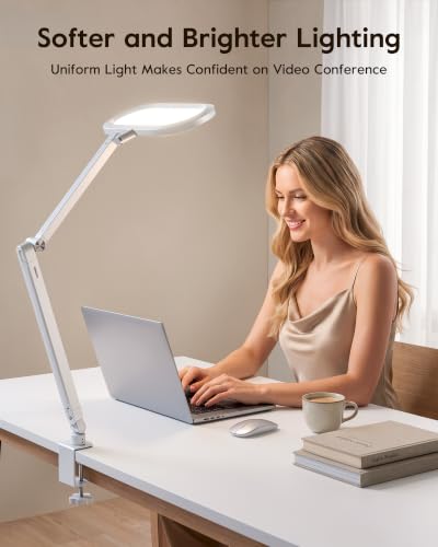 Desk Lamp for Home Office with Clamp for Video Conference