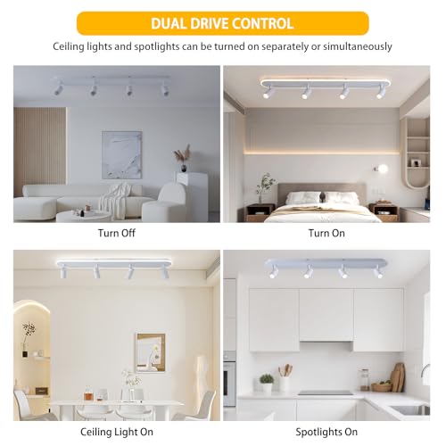 Modern LED Ceiling Light with 4 Spotlights