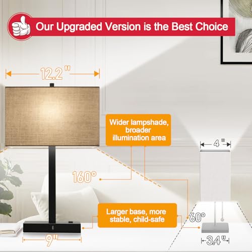 21" Set of 2 Table lamp with USB A+C & AC Outlets (2 Count)