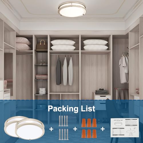 13inch LED Flush Mount Ceiling Light Fixture 5CCT Brushed Nickel (2 Count)