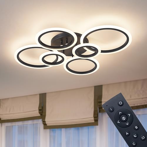 6 Rings Black Modern LED Ceiling Light Fixture