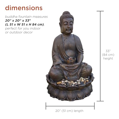 GEM122 Outdoor Floor Meditating Soothing Buddha Statue Waterfall Fountain for Garden