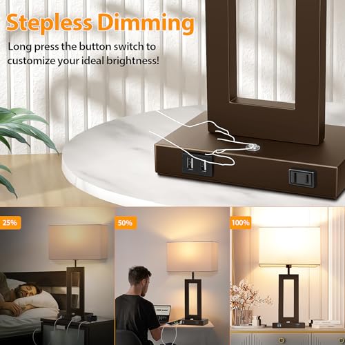 27.2’’ Tall Brown Table Lamps for Living Room Bedroom