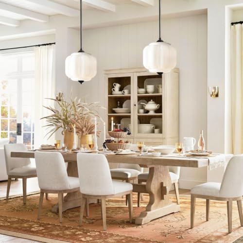 Mid Century Kitchen Island Pendant Lighting with White Flower Glass