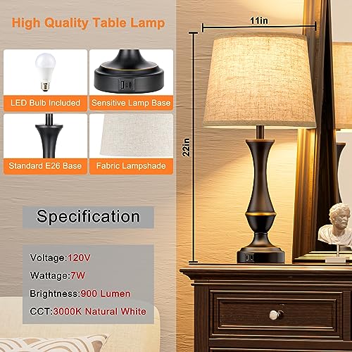 Touch Lamps for Nightstand (2 Count)