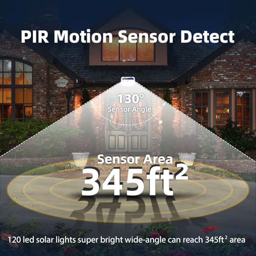 120 LED Solar Lights Outdoor with Motion Sensor (2 Count)
