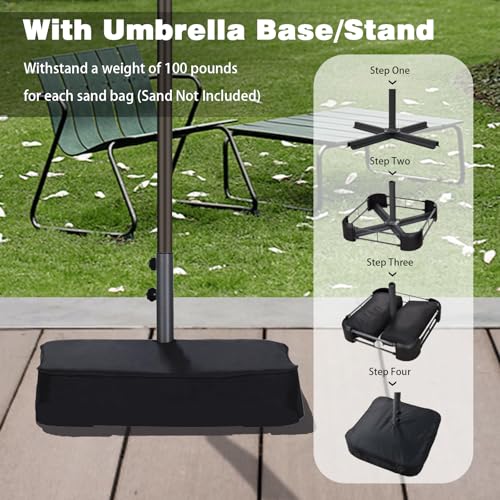 15FT Large Rectangular Patio Umbrella with Solar Lights