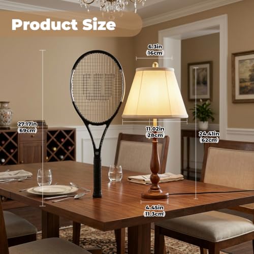 Farmhouse Table Lamps Rustic Bedroom Lamps 24.41" Wood Bedside Lamp